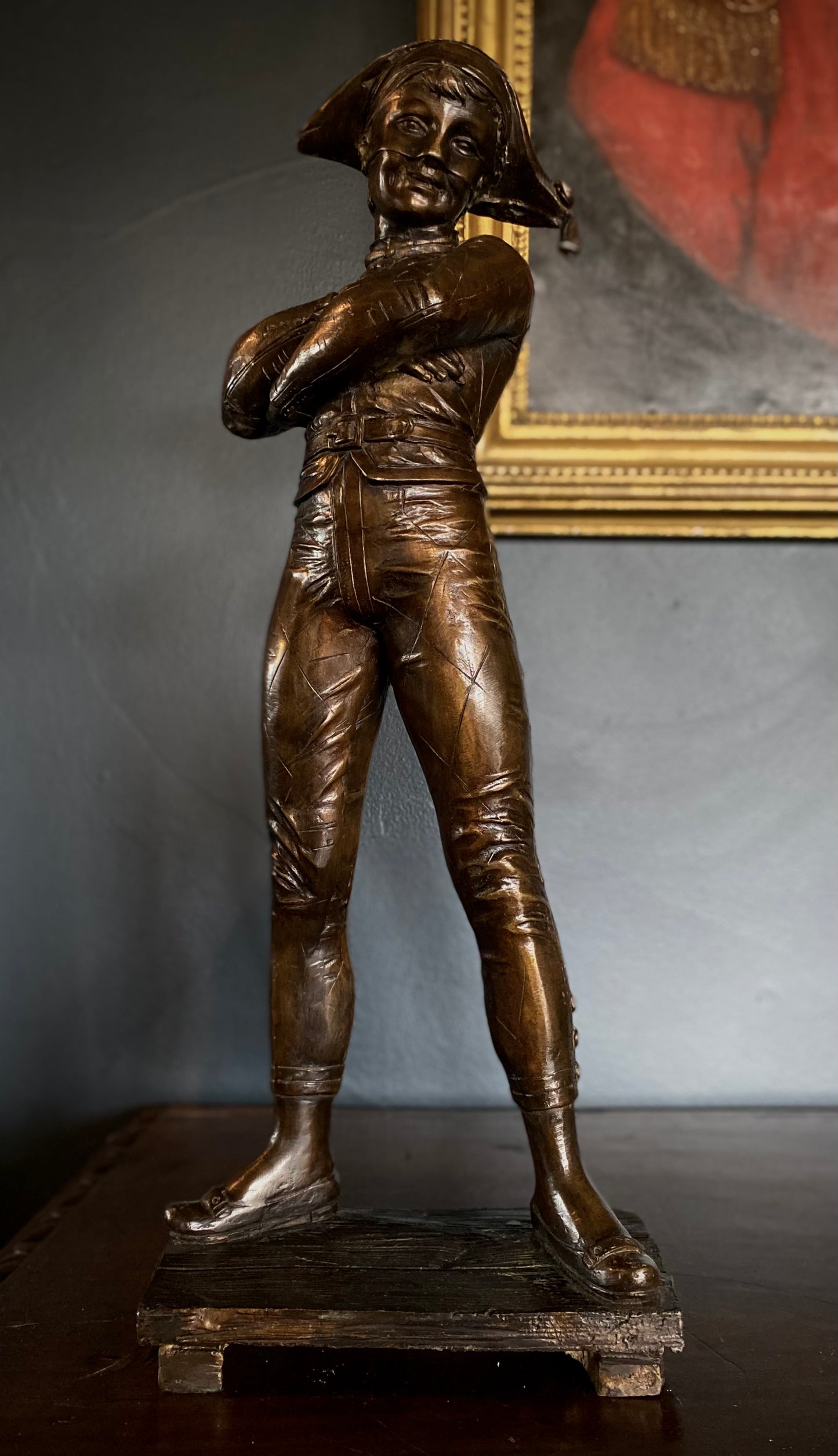 Bronze Harlequin Statuette After Rene De Saint Marceaux
