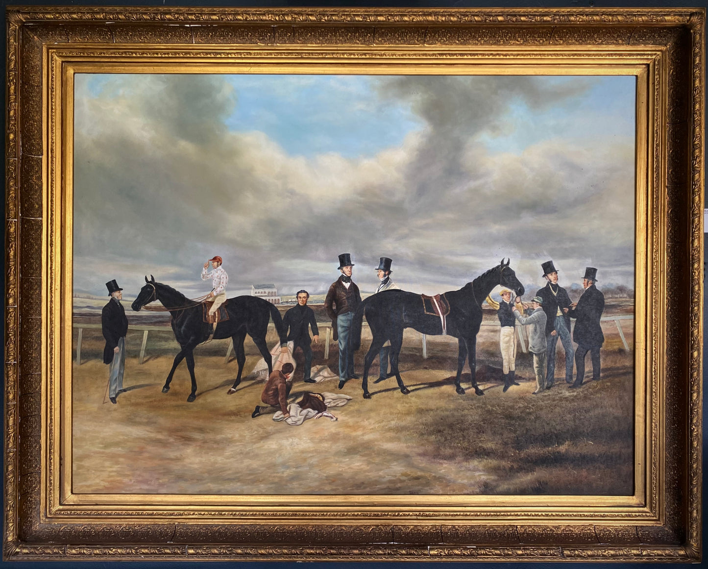 Horse Racing Scene Oil on Canvas