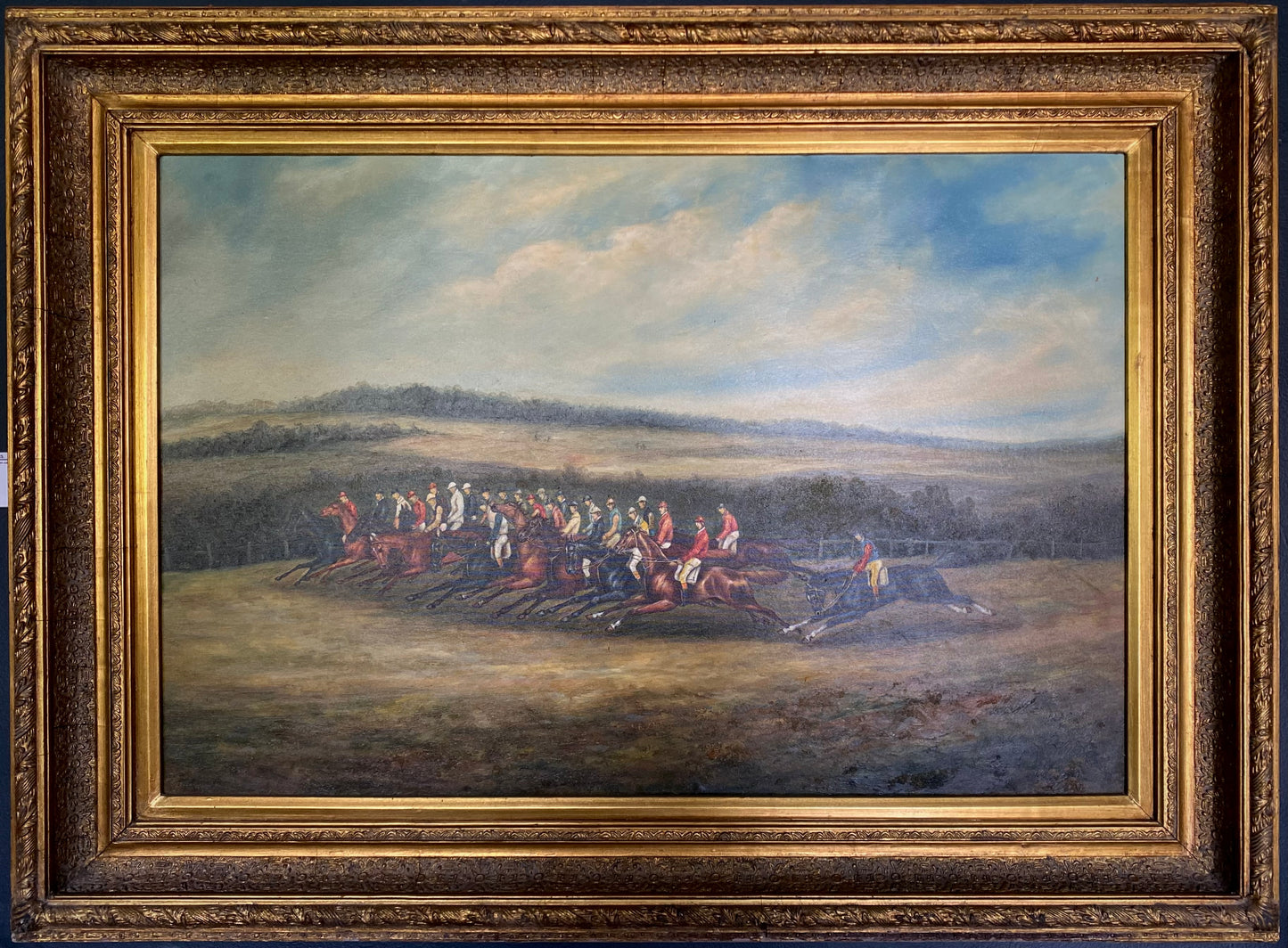 Horse Racing Scene Oil on Canvas