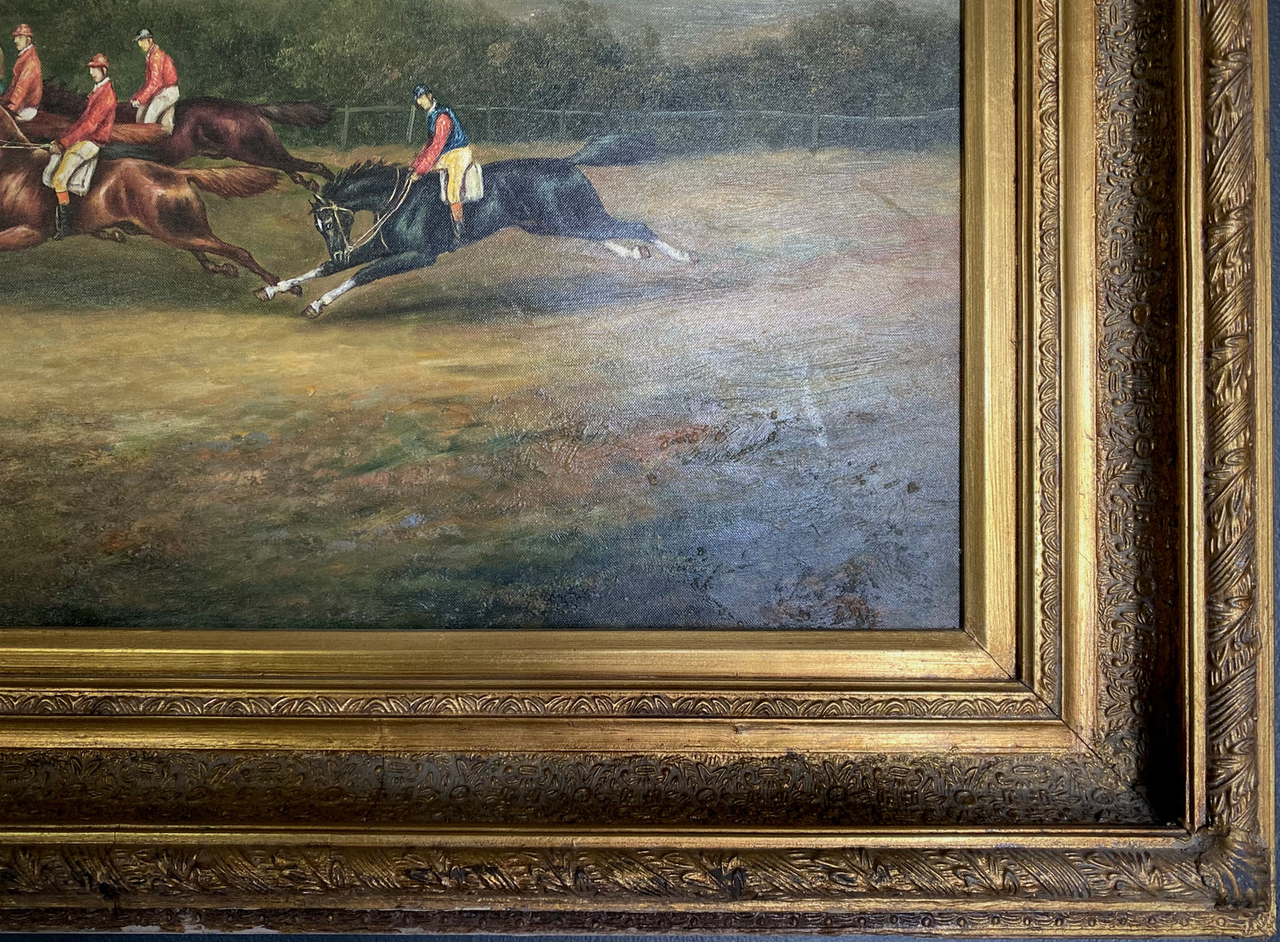 Horse Racing Scene Oil on Canvas