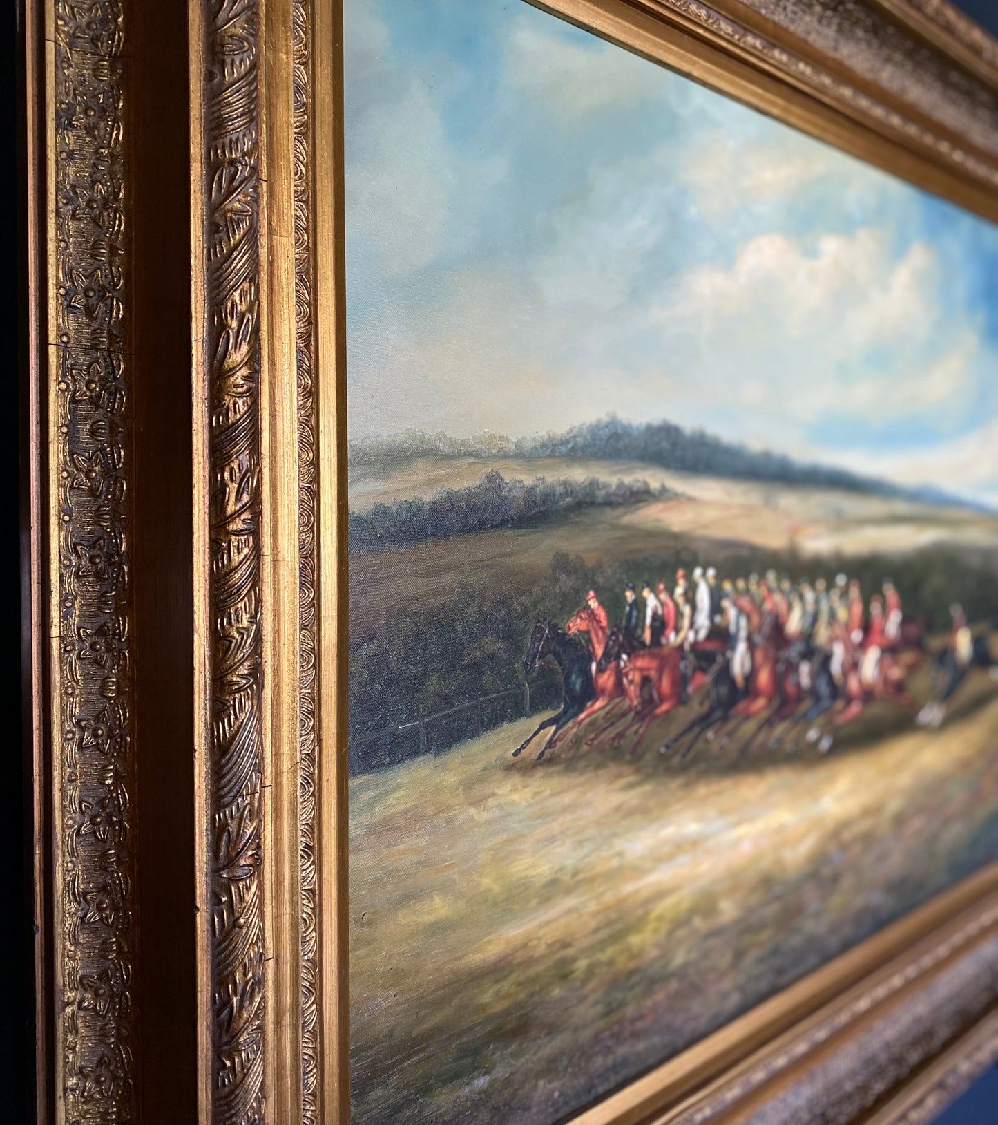 Horse Racing Scene Oil on Canvas