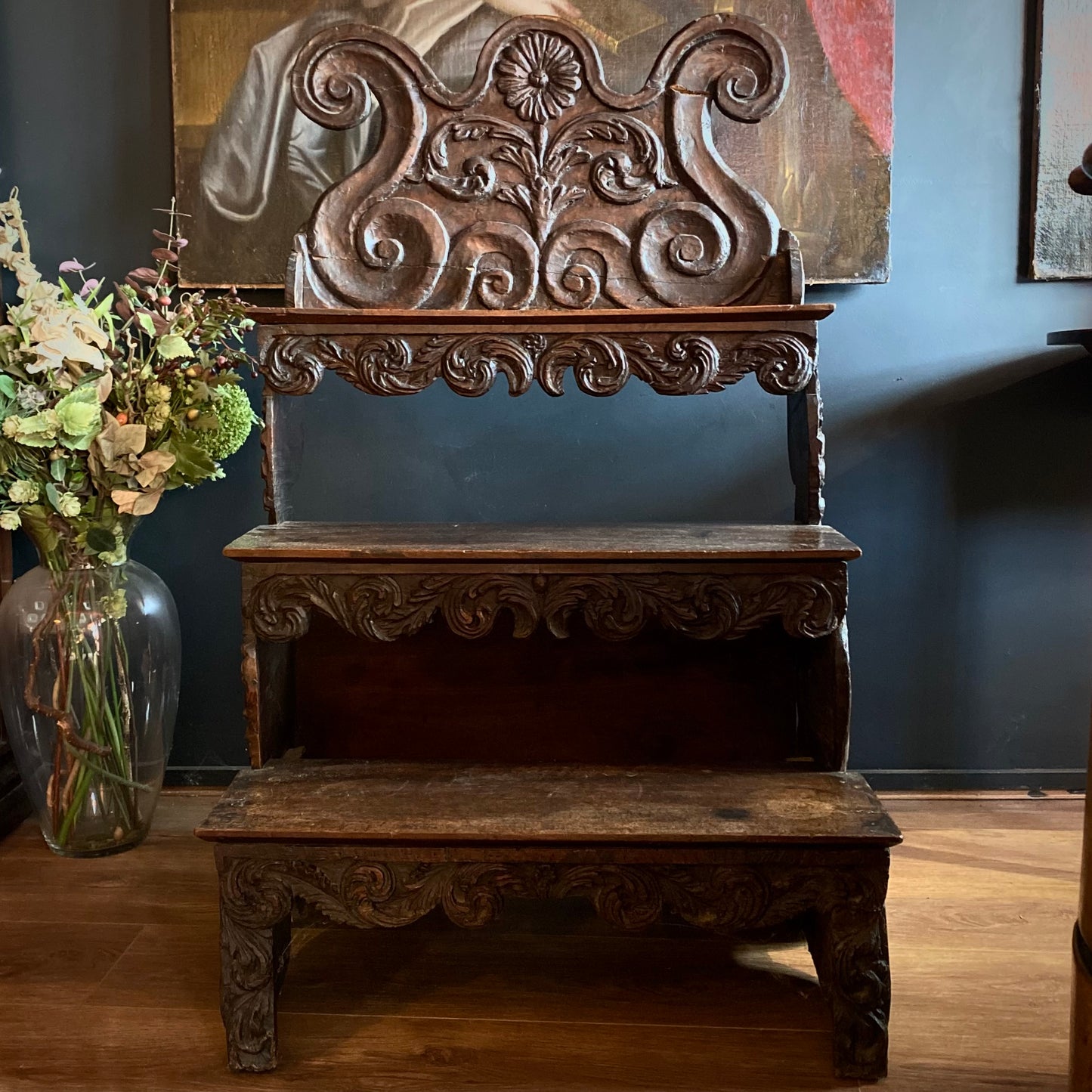 French Walnut Library Steps C.1650