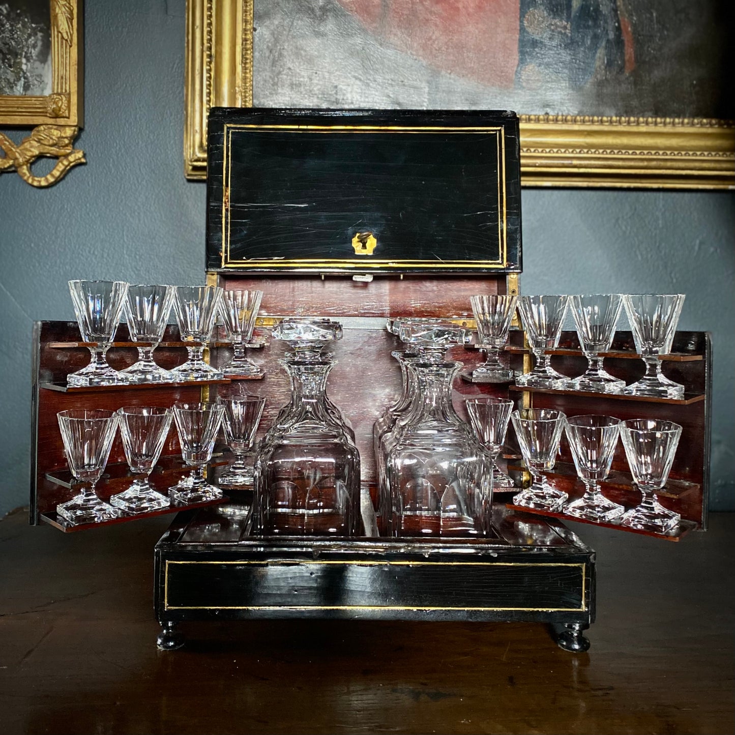French Ebonised Cave a Liqueur C.1820