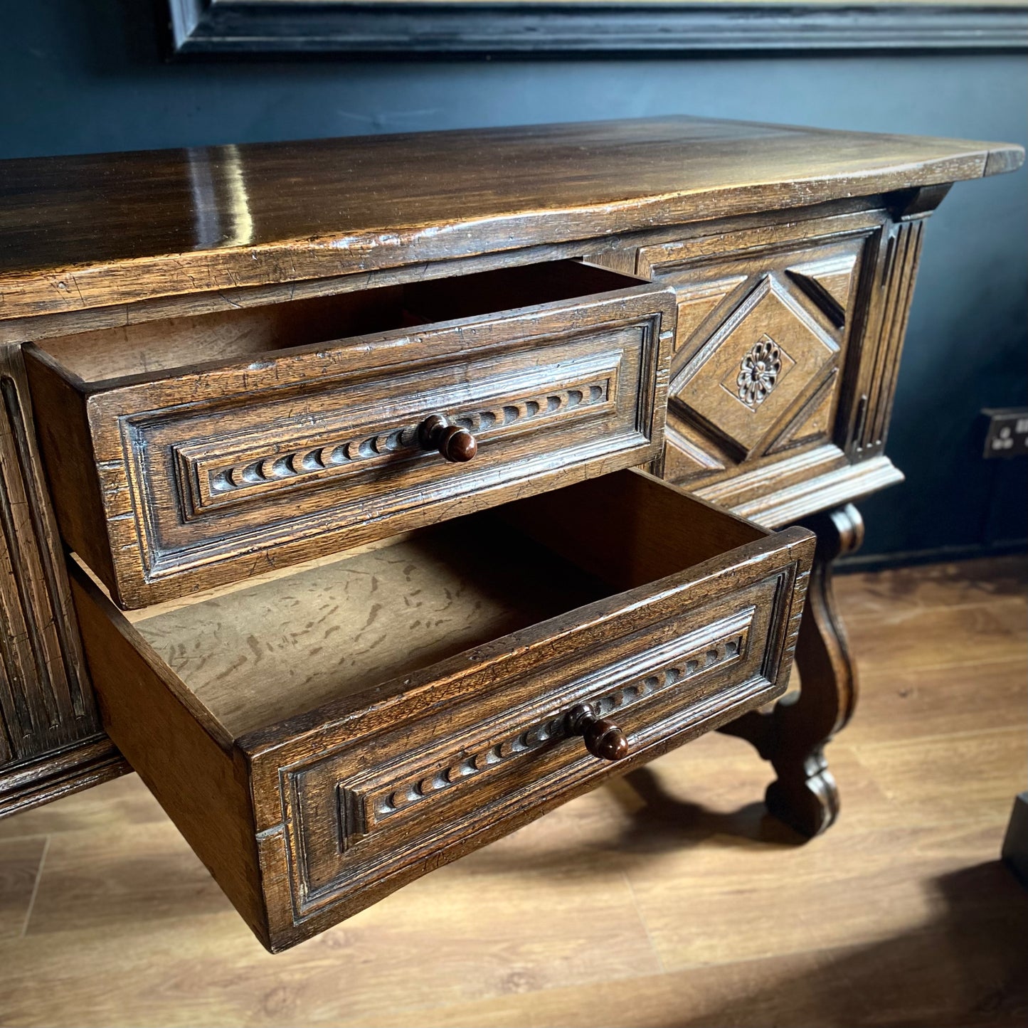 Regency English Oak Dresser Base C.1820