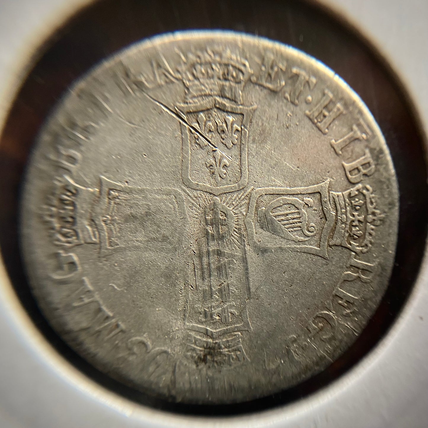 Queen Anne Silver 'Vigo' Shilling D.1703
