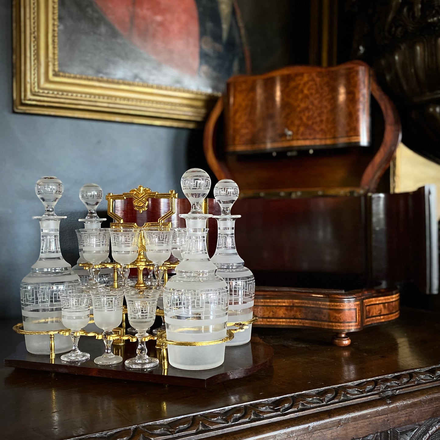 French Bird's Eye Maple Cave a Liqueur C.1850