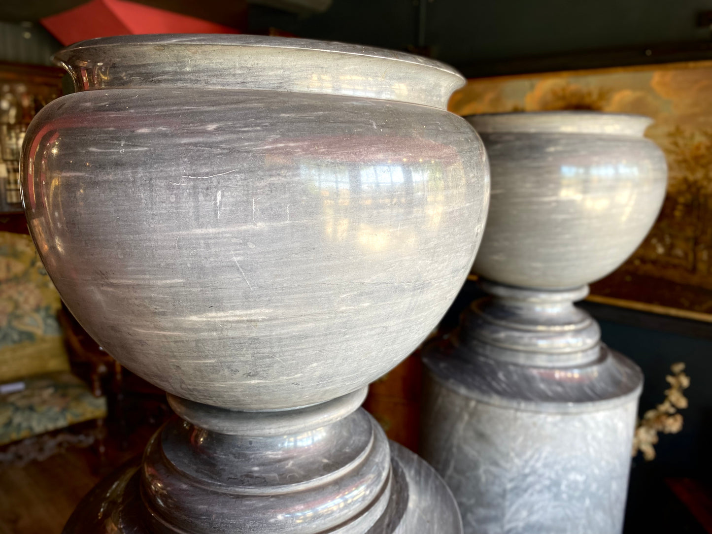 Pair of Neoclassical Italian Marble Urns C.1900