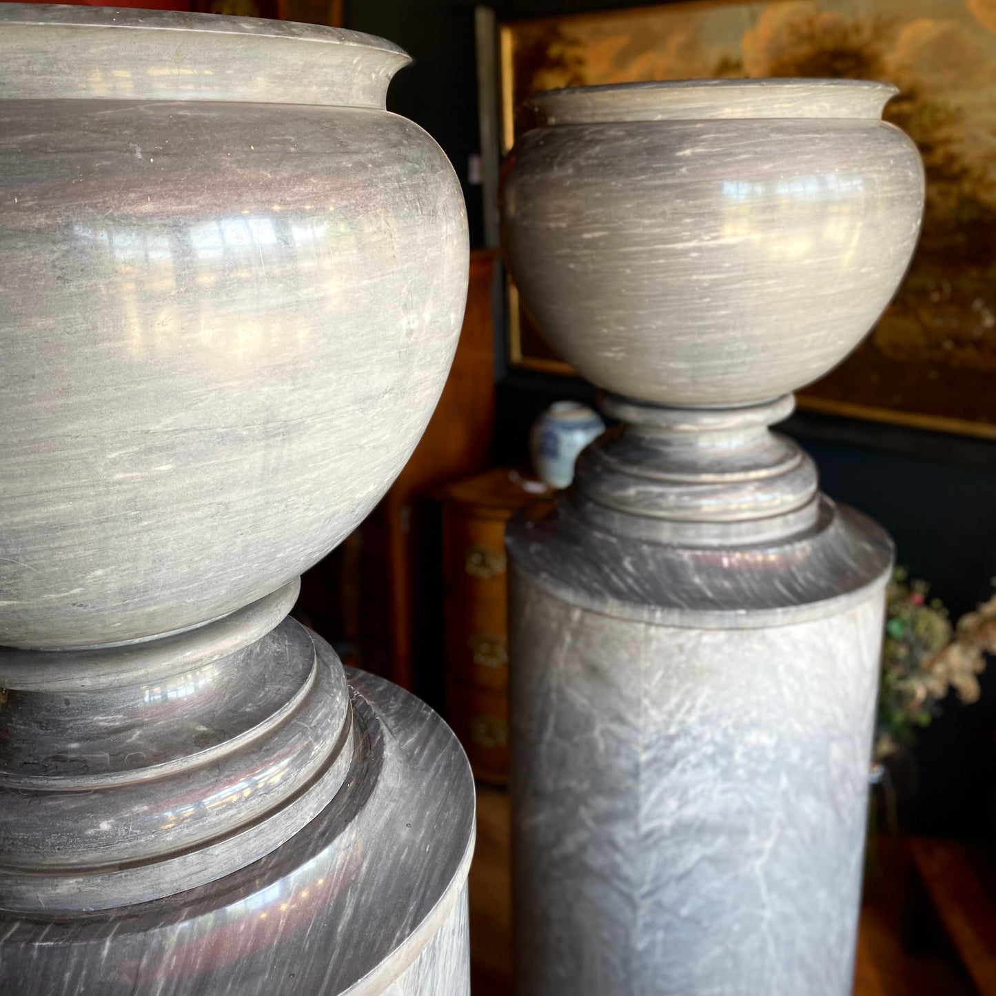 Pair of Neoclassical Italian Marble Urns C.1900