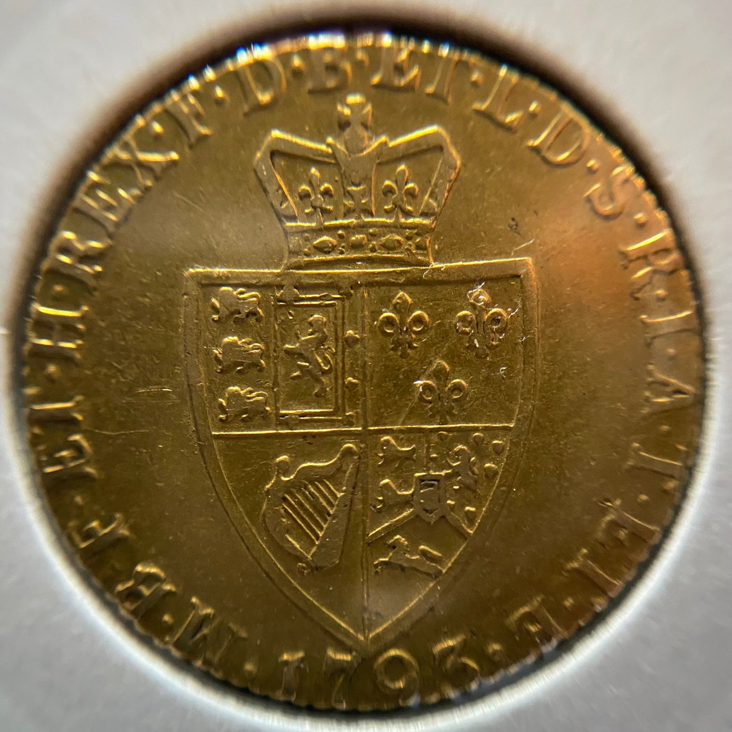 George III Gold Spade Guinea D.1793