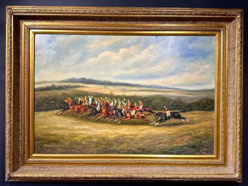 Horse Racing Scene Oil on Canvas