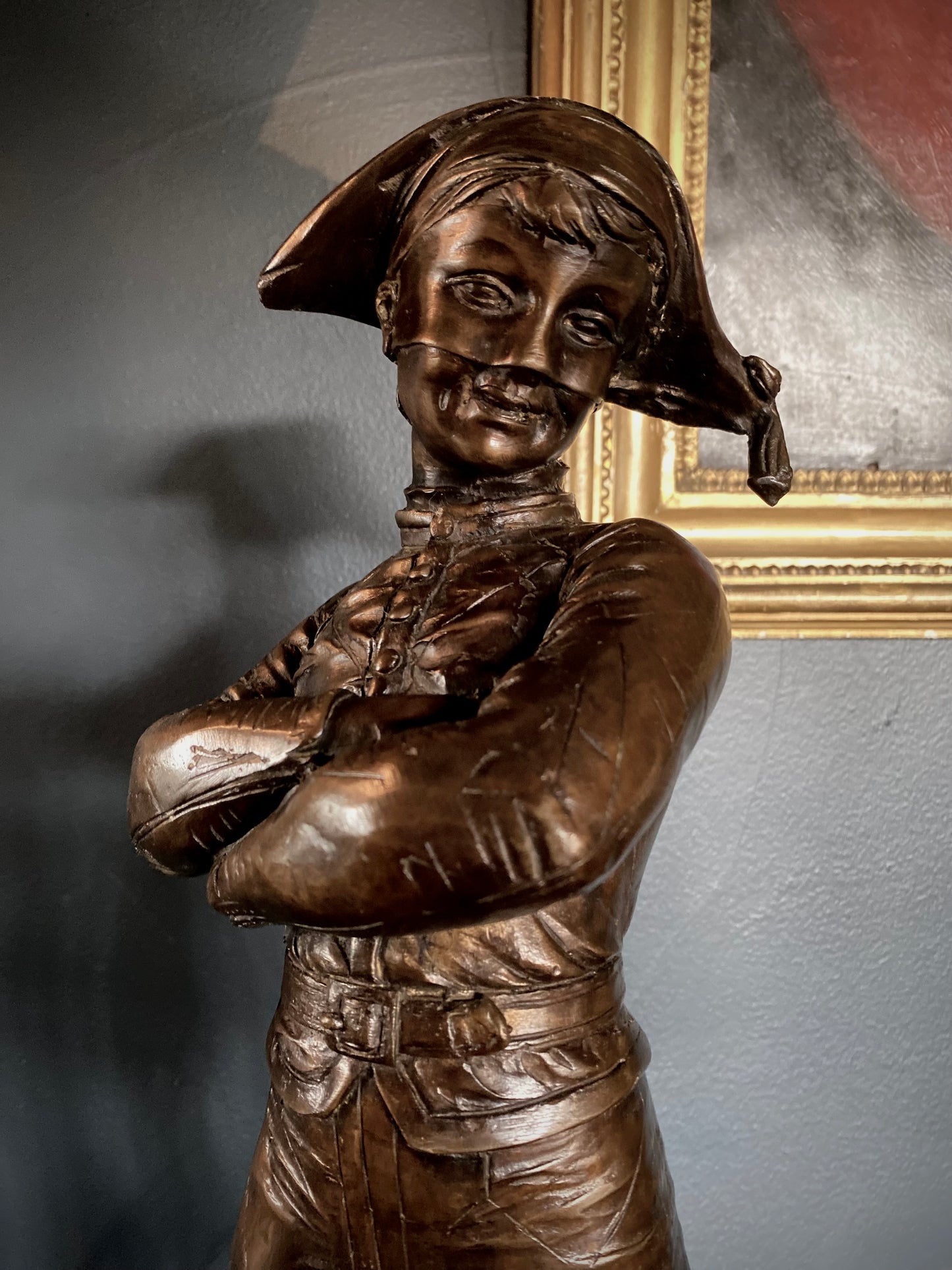 Bronze Harlequin Statuette After Rene De Saint Marceaux