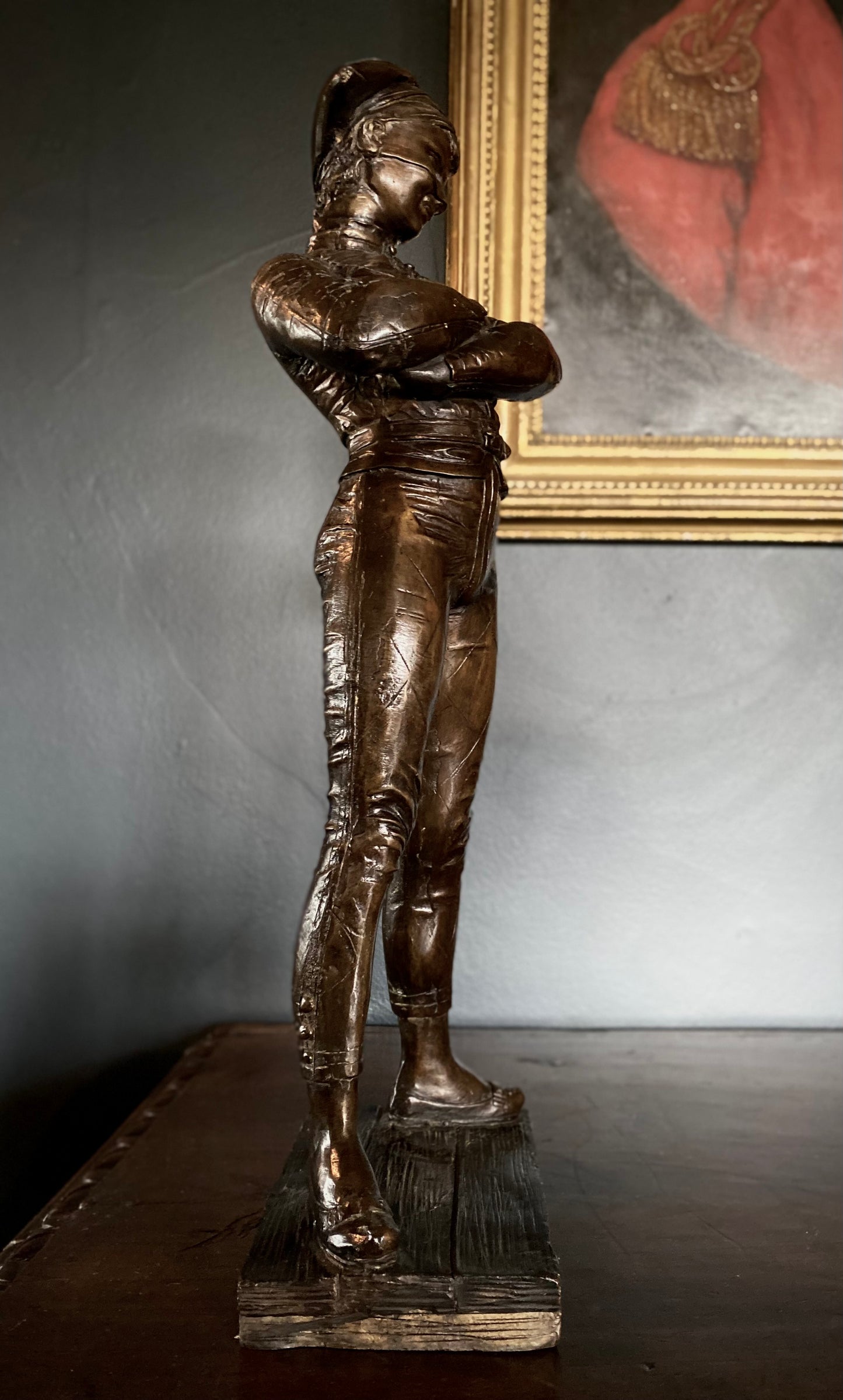 Bronze Harlequin Statuette After Rene De Saint Marceaux