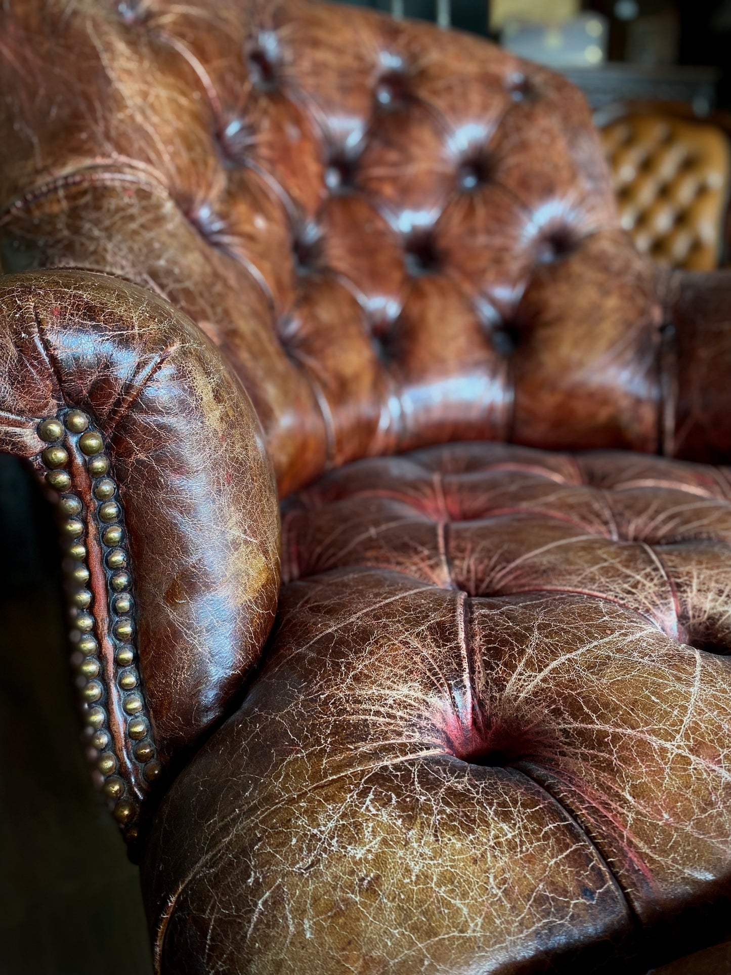 Edwardian Leather Library Chair and Stool