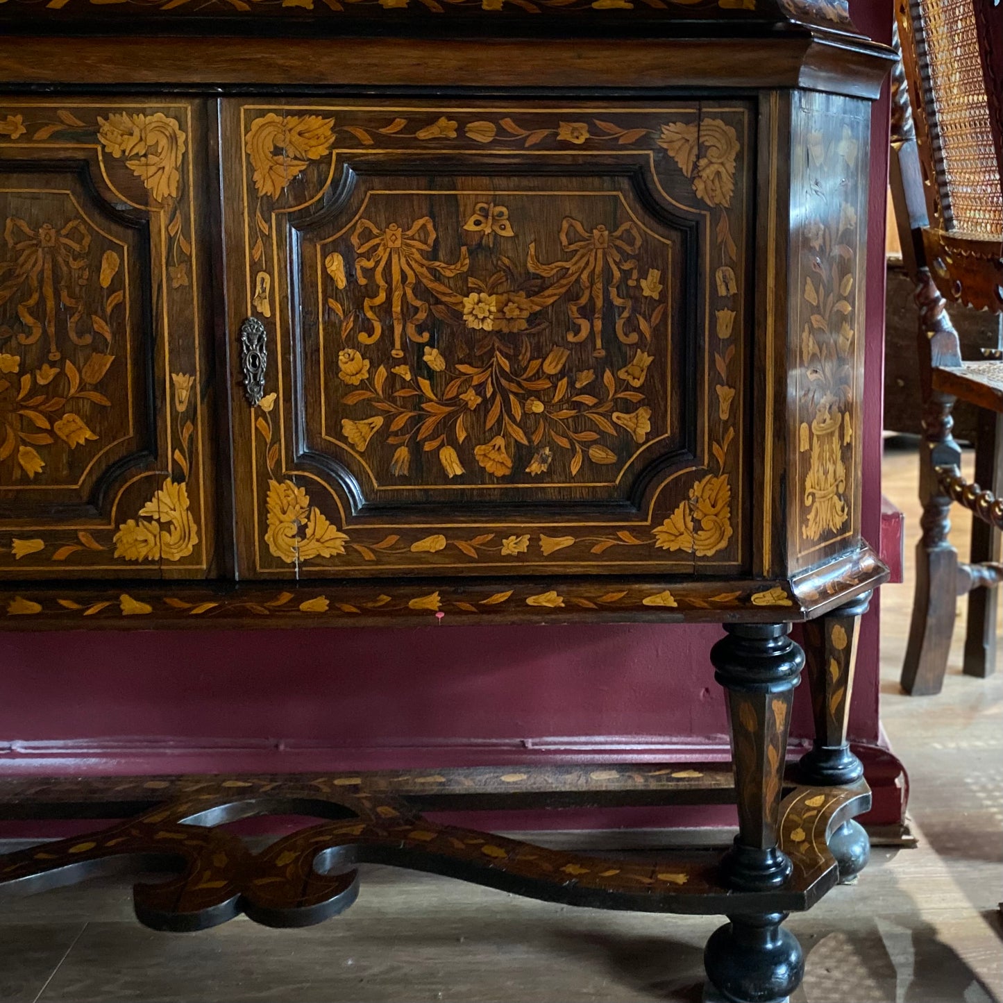 Dutch Marquetry Glazed Cabinet on Stand C.1780-1800