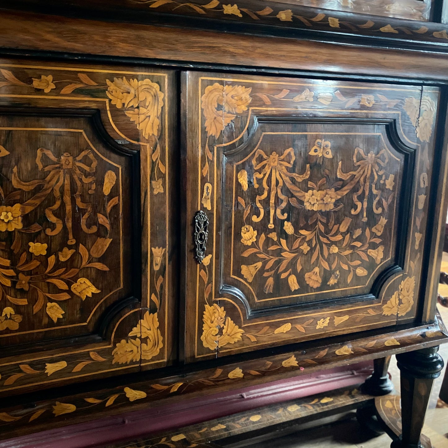 Dutch Marquetry Glazed Cabinet on Stand C.1780-1800