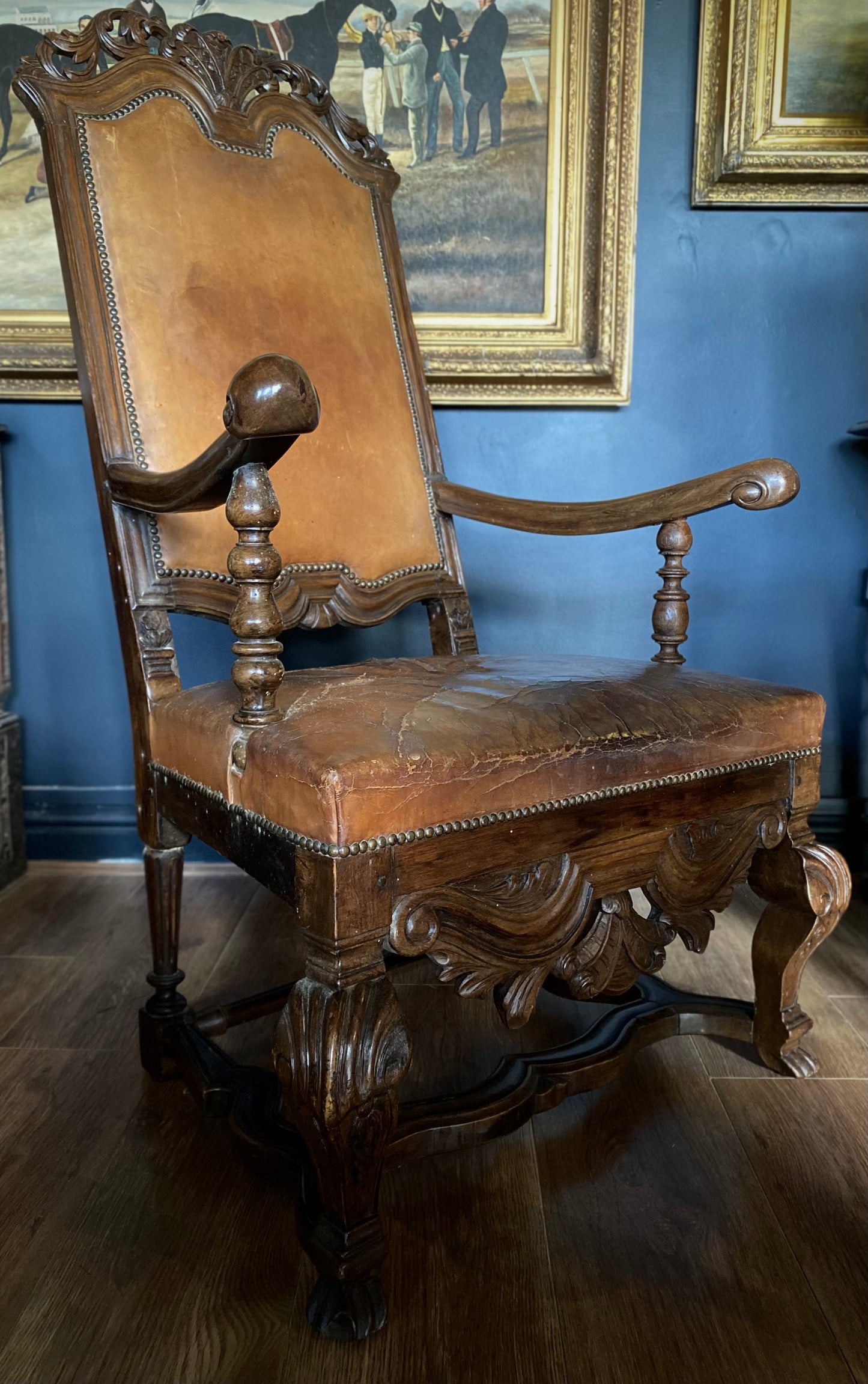 Leather Bound Carolean Chair