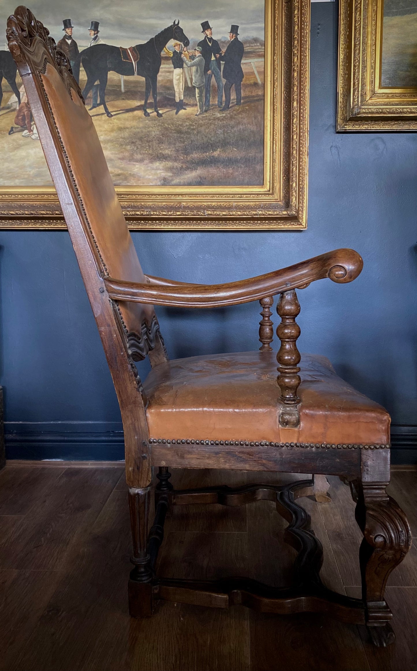 Leather Bound Carolean Chair