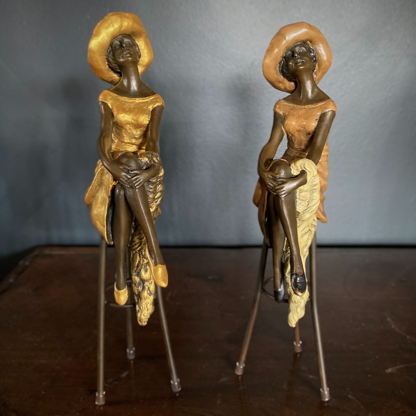 Pair of Bronze Seated Ladies