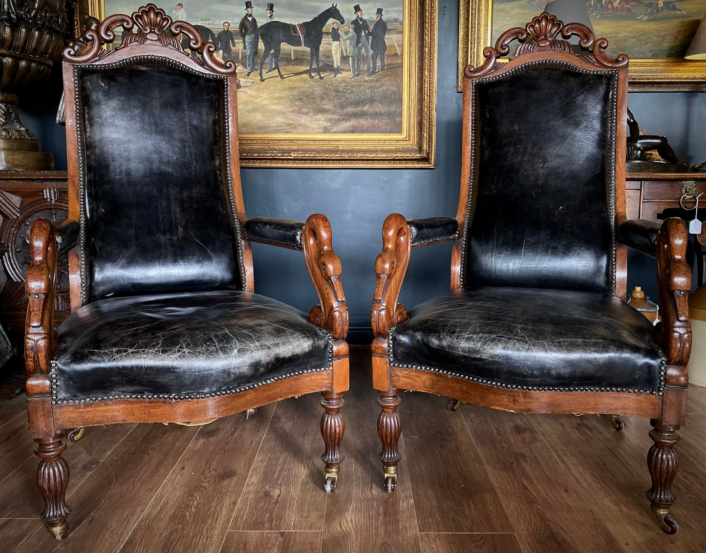 William IV Mahogany Leather Chairs