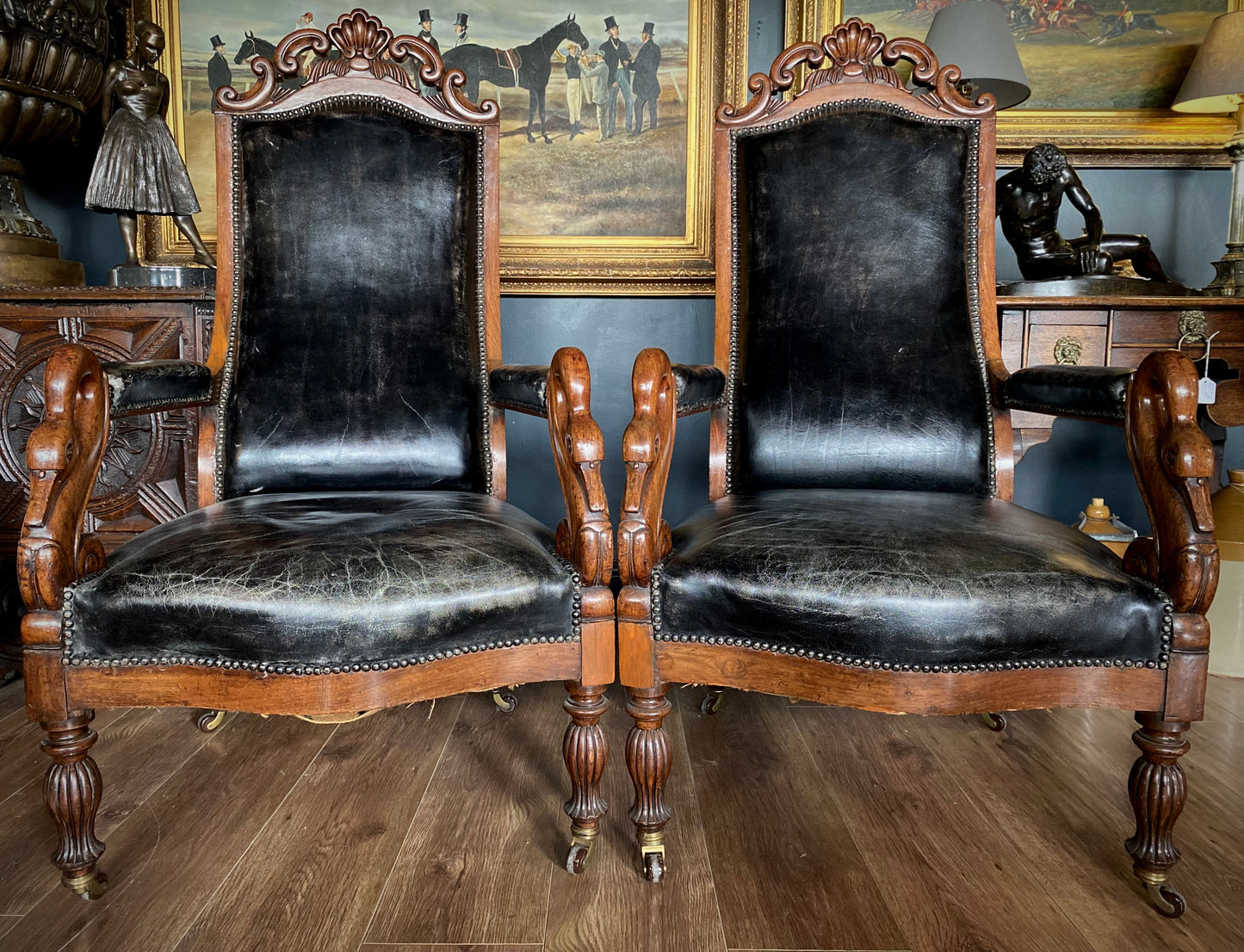 William IV Mahogany Leather Chairs