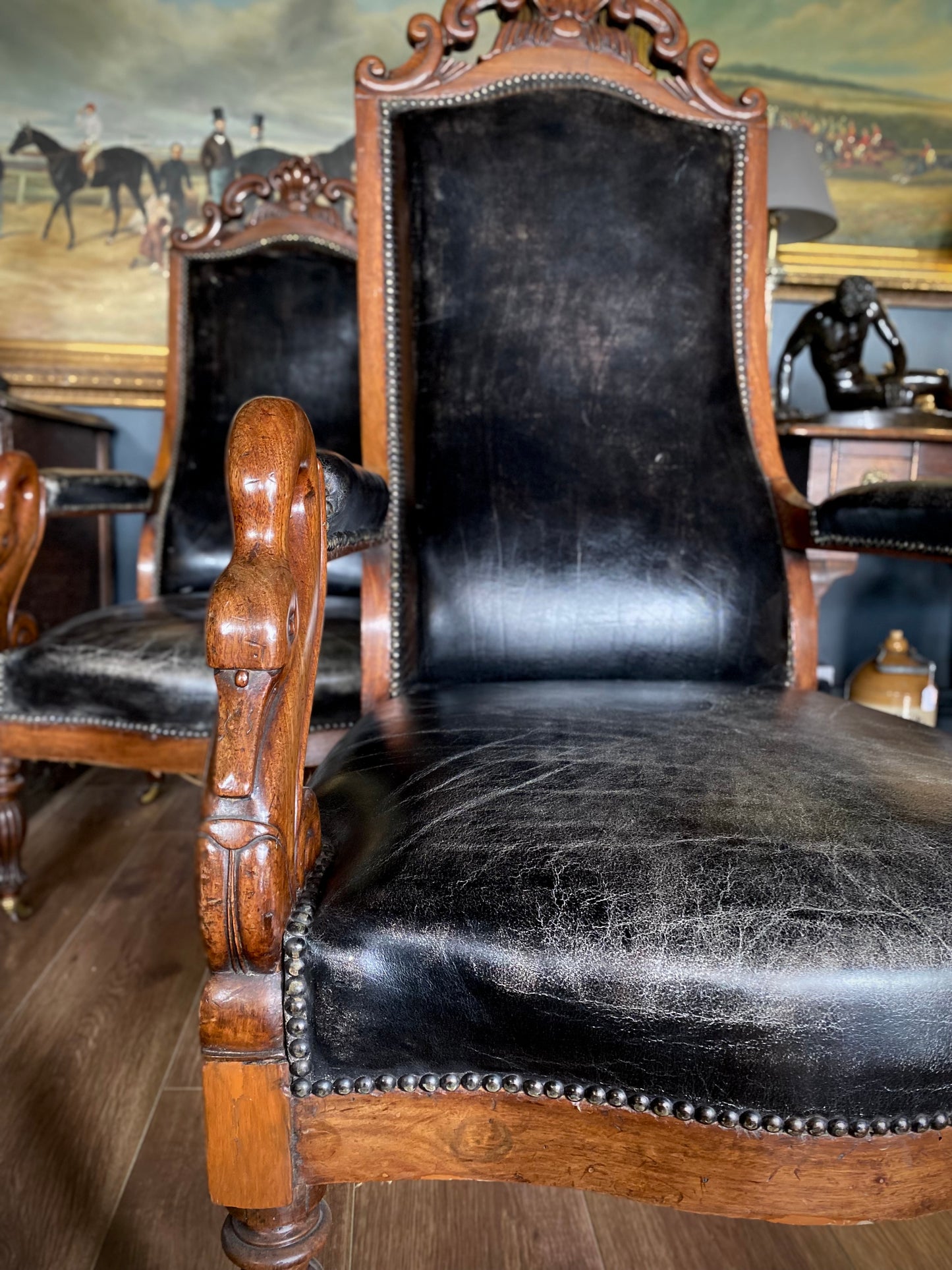 William IV Mahogany Leather Chairs