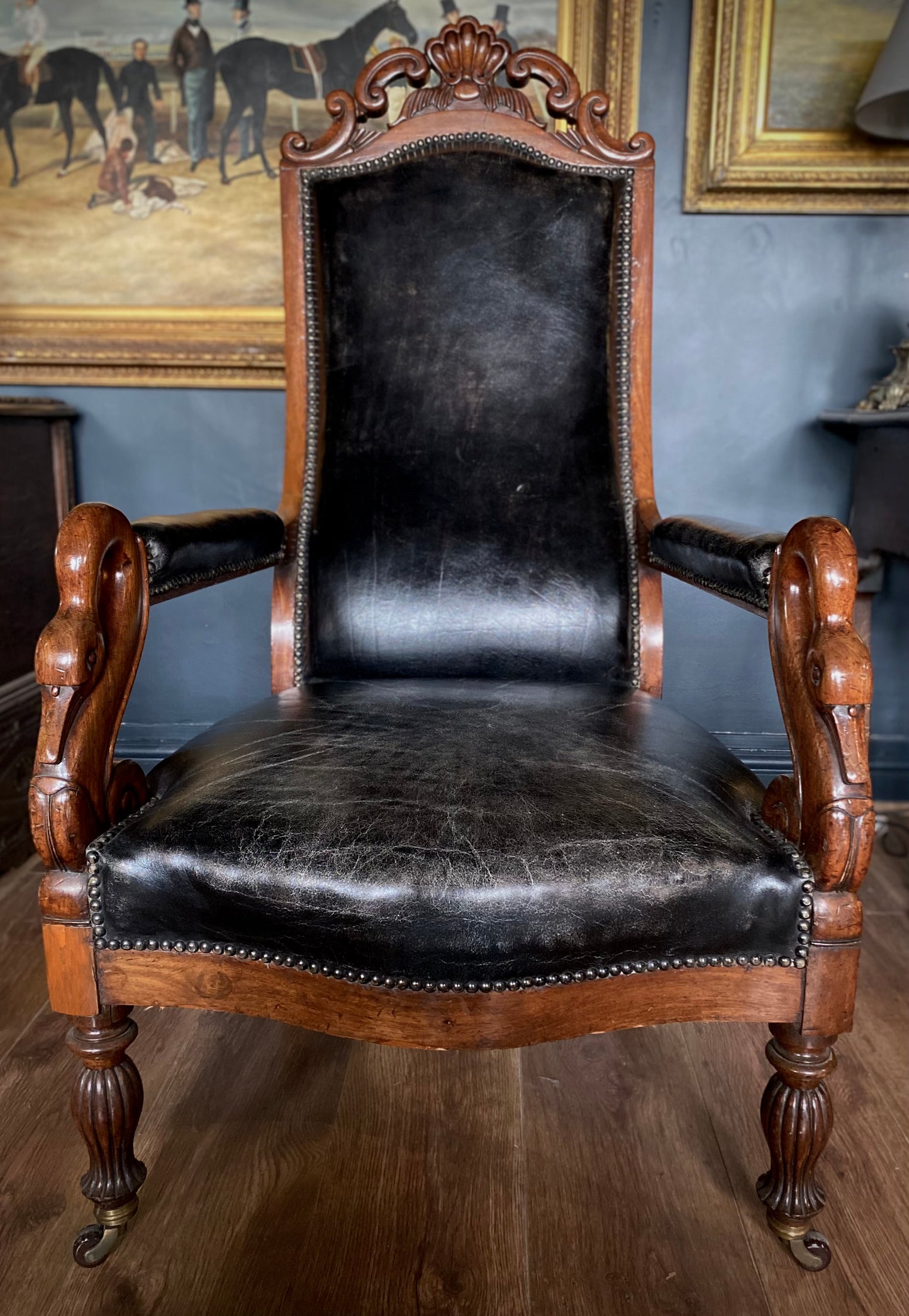 William IV Mahogany Leather Chairs