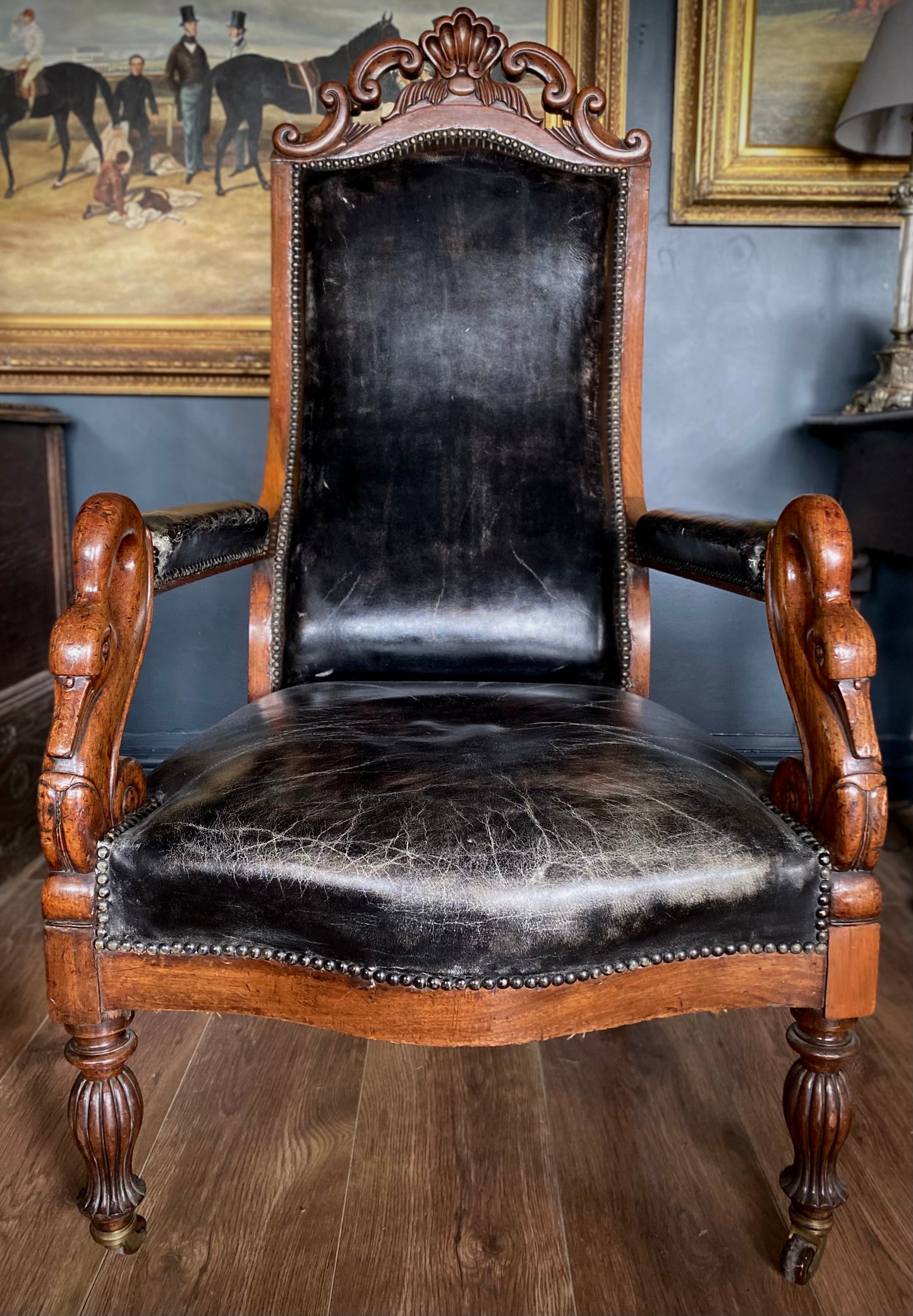 William IV Mahogany Leather Chairs