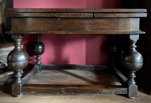 English Oak Drawer Leaf Dining Table