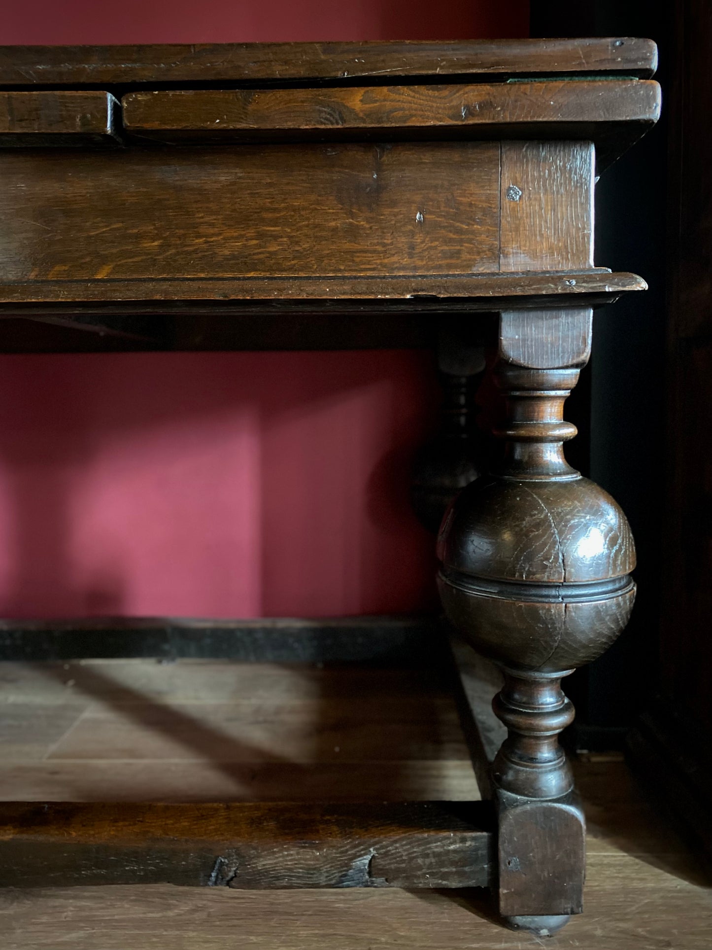 English Oak Drawer Leaf Dining Table