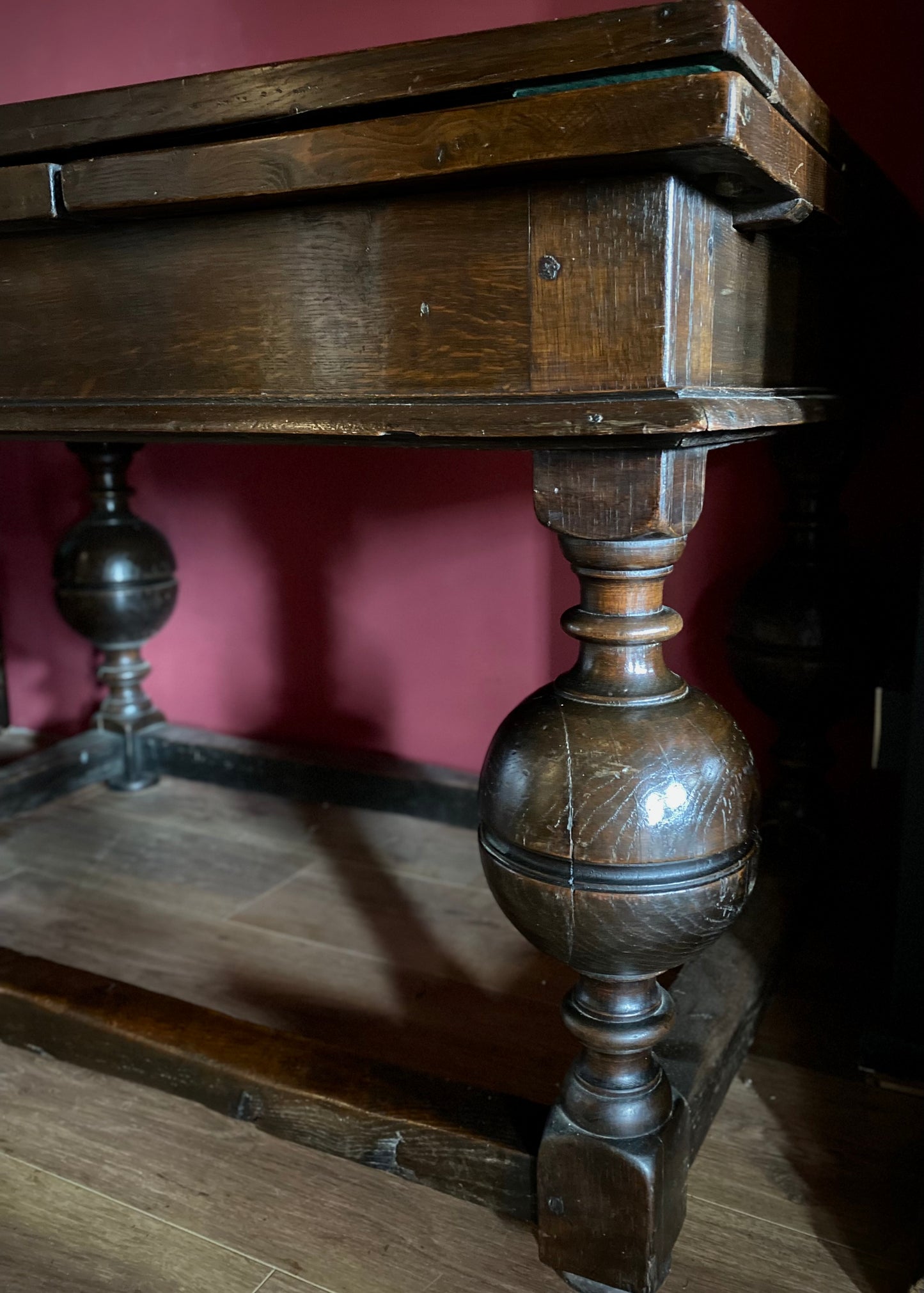 English Oak Drawer Leaf Dining Table