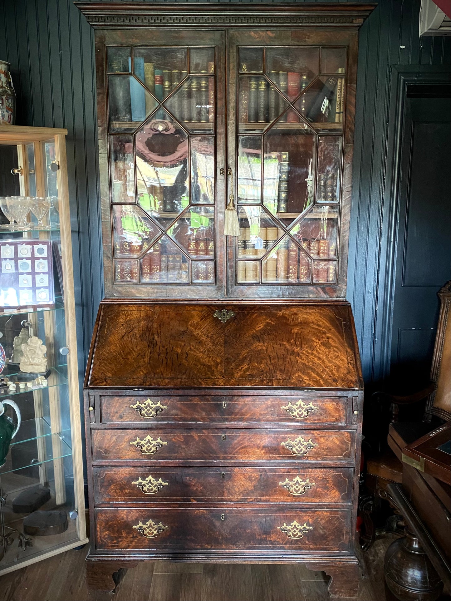 George III Mahogany Bureau Bookcase