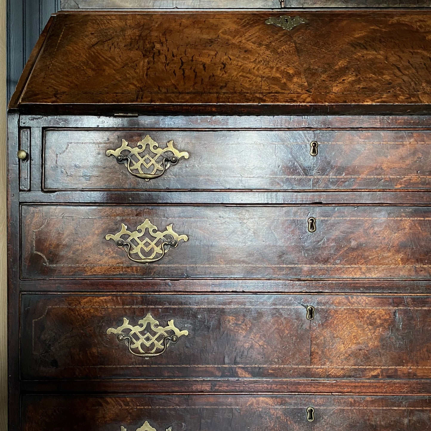 George III Mahogany Bureau Bookcase