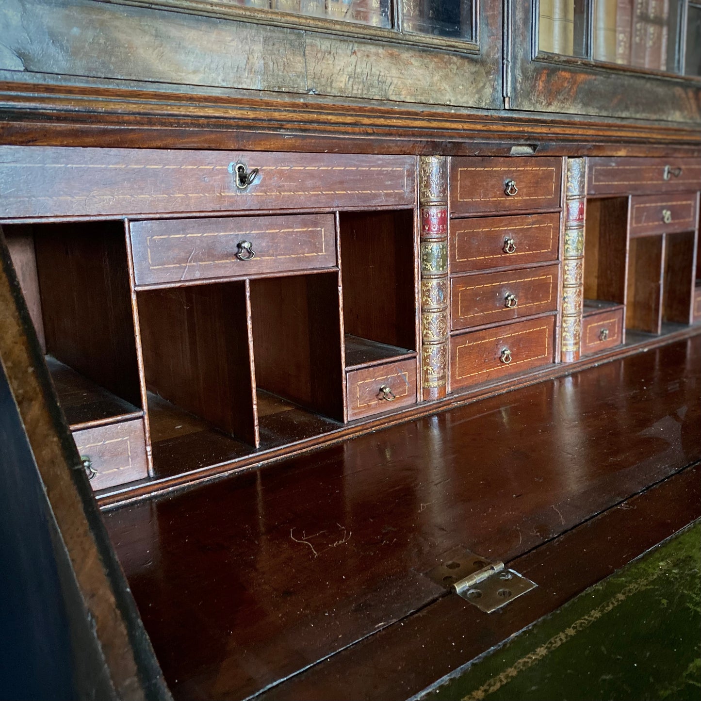 George III Mahogany Bureau Bookcase