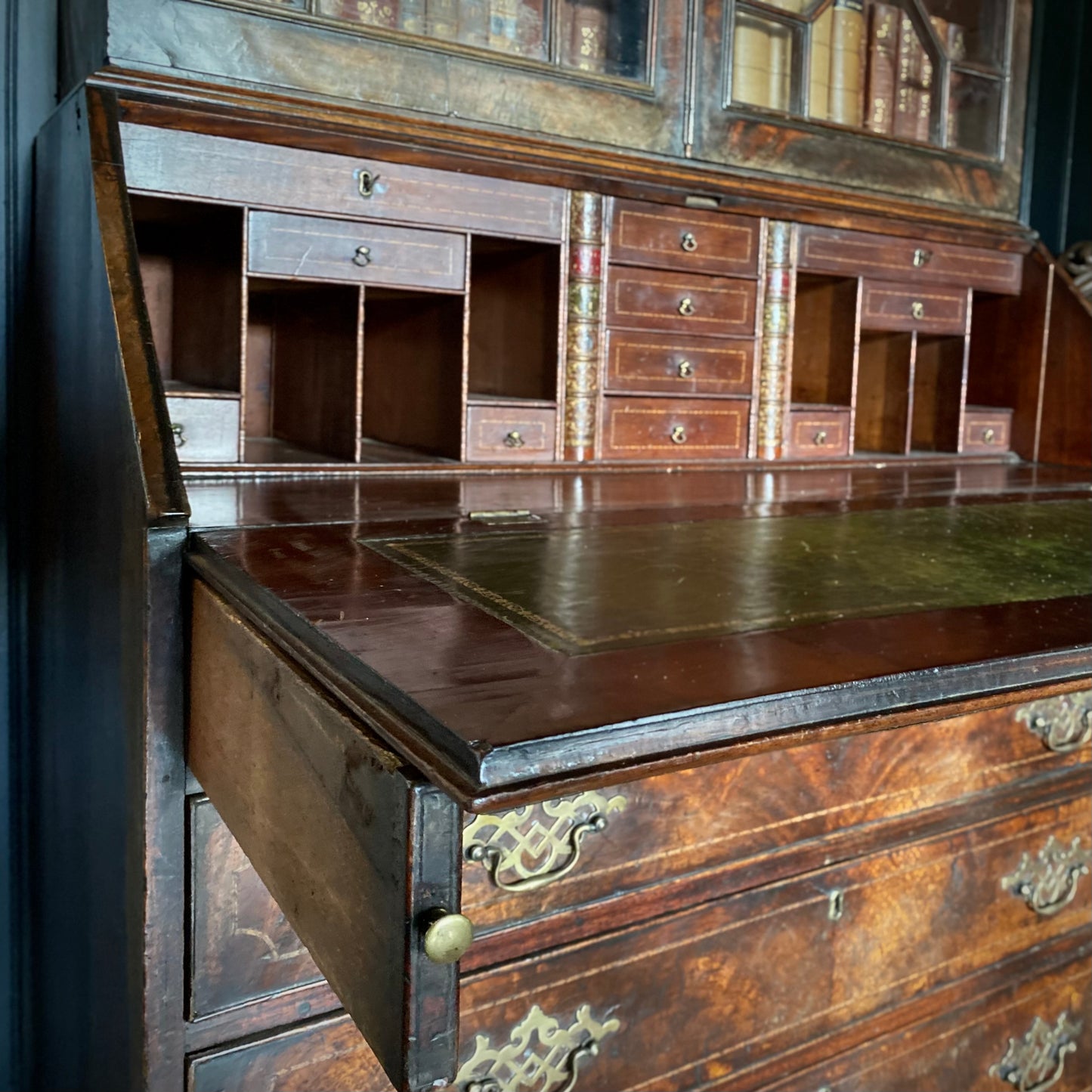 George III Mahogany Bureau Bookcase