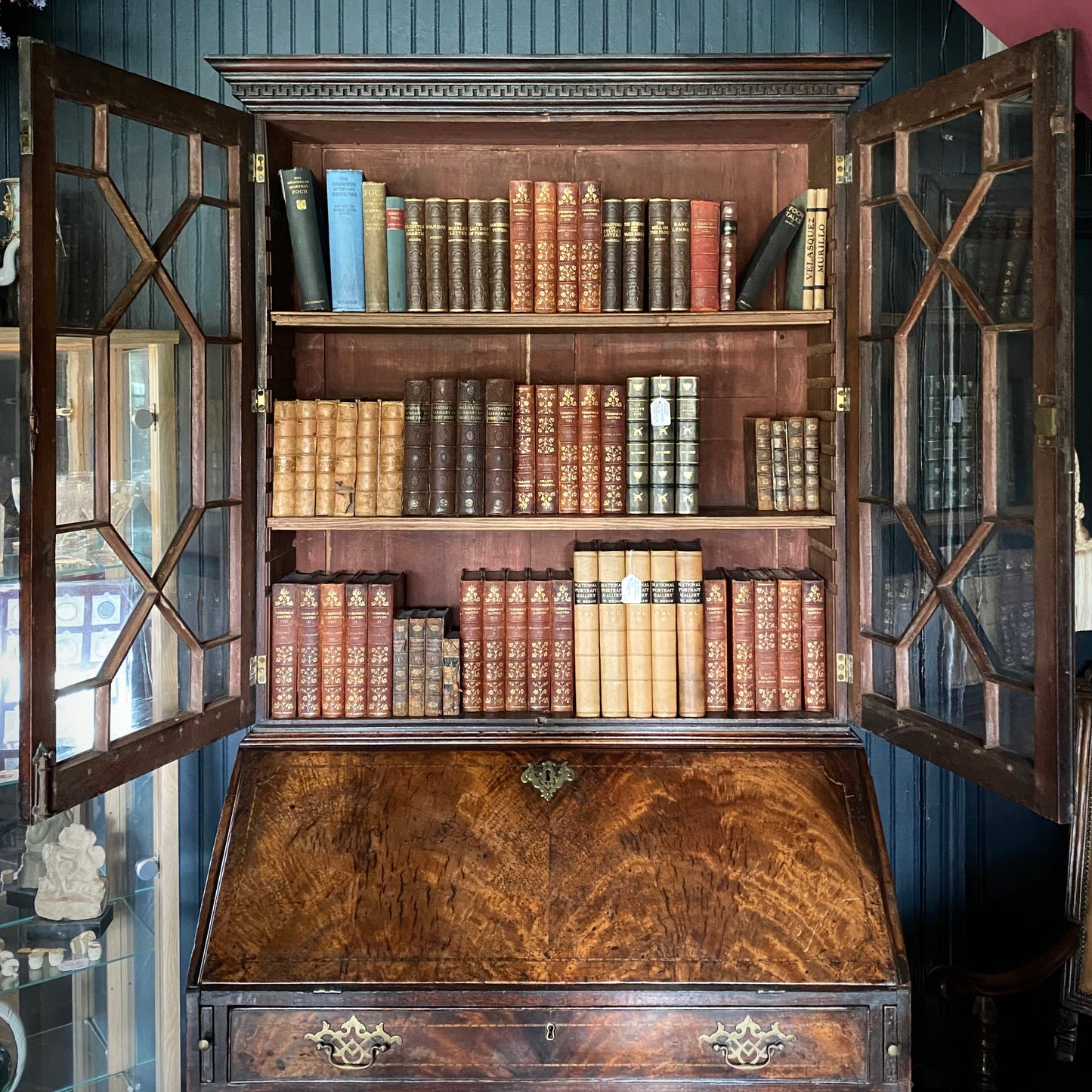 George III Mahogany Bureau Bookcase