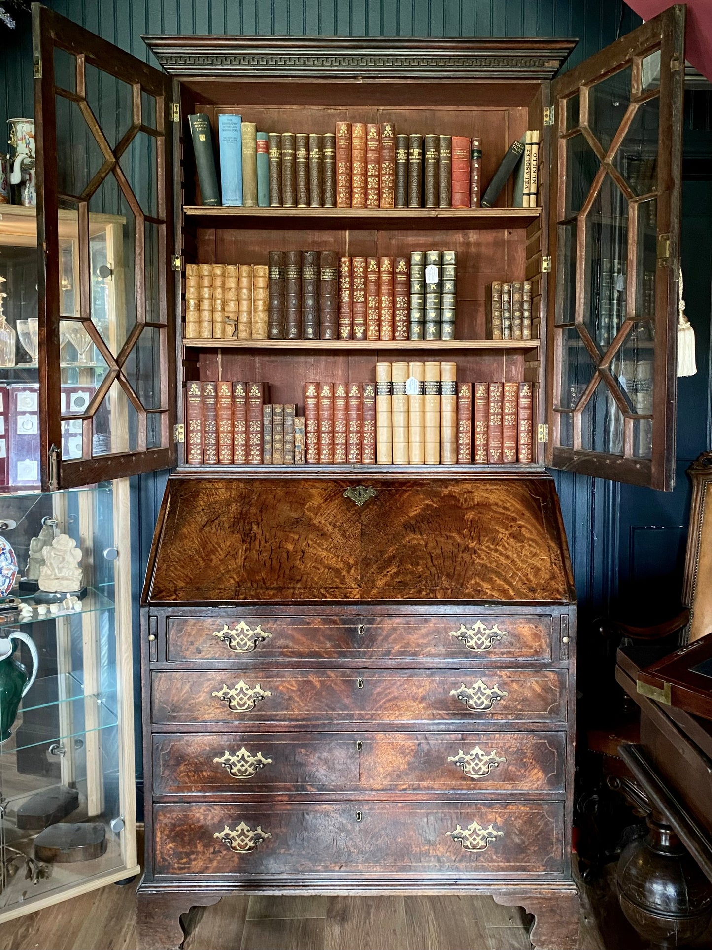 George III Mahogany Bureau Bookcase