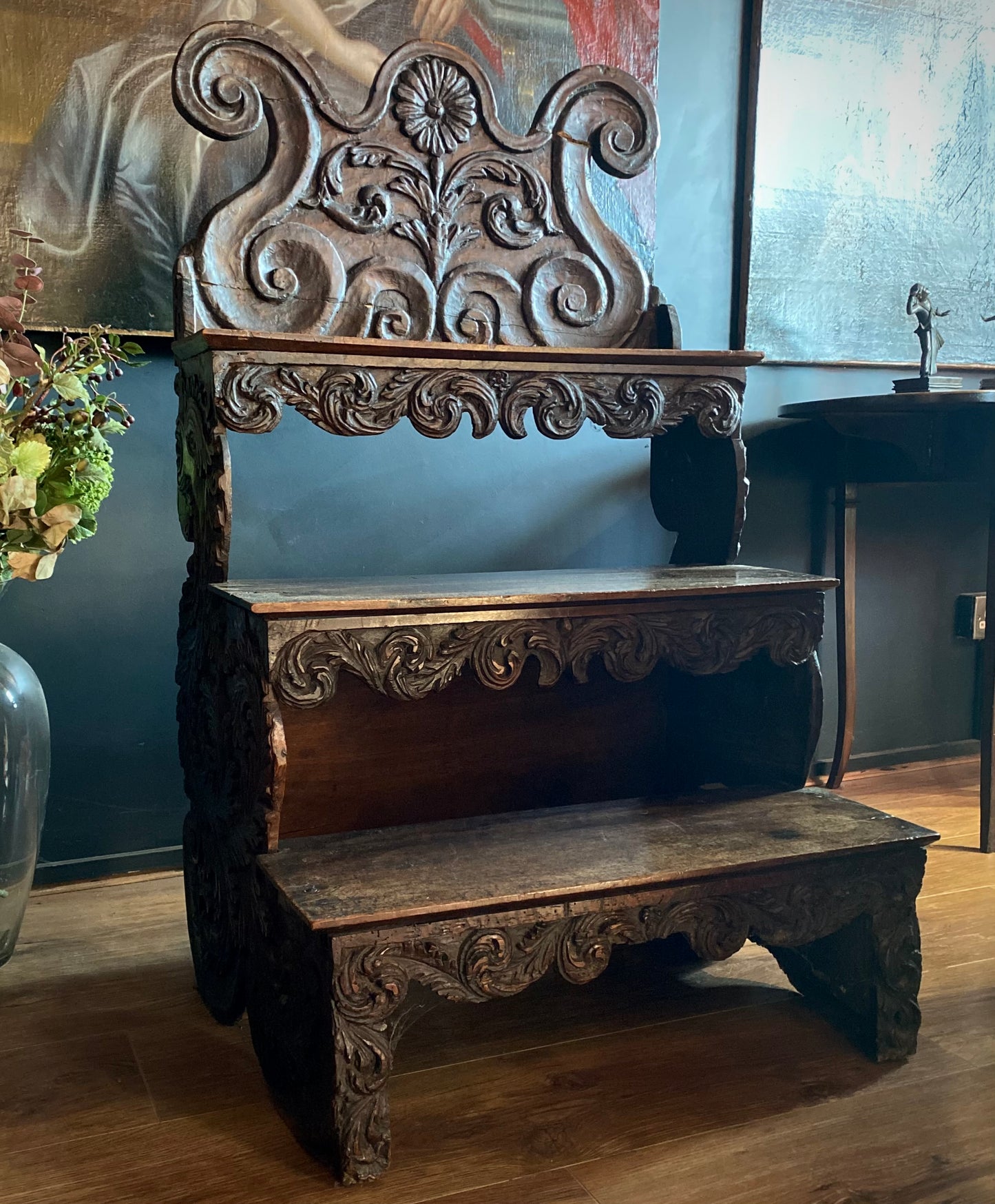 French Walnut Library Steps