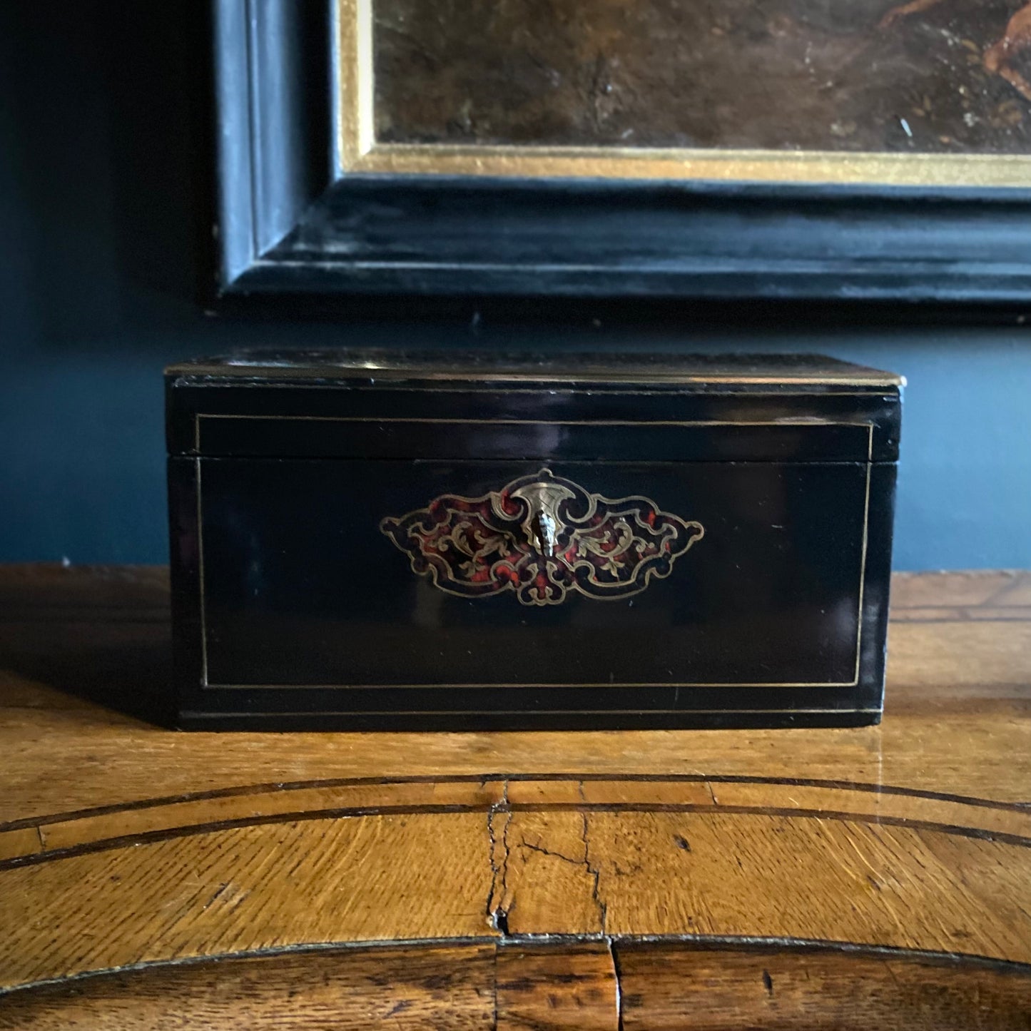 French Ebony Tea Caddy with Boulle and Tortoiseshell C.1860