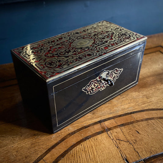 French Ebony Tea Caddy with Boulle and Tortoiseshell C.1860