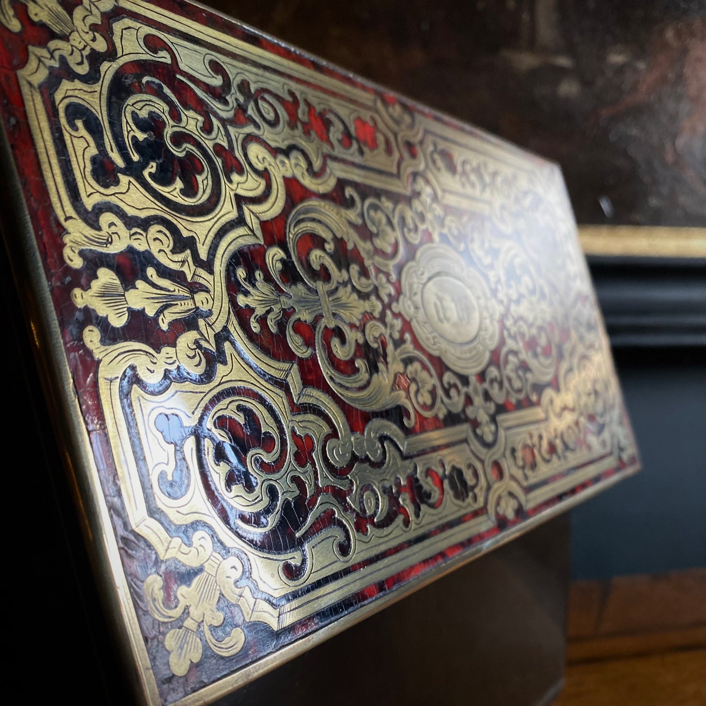 French Ebony Tea Caddy with Boulle and Tortoiseshell C.1860