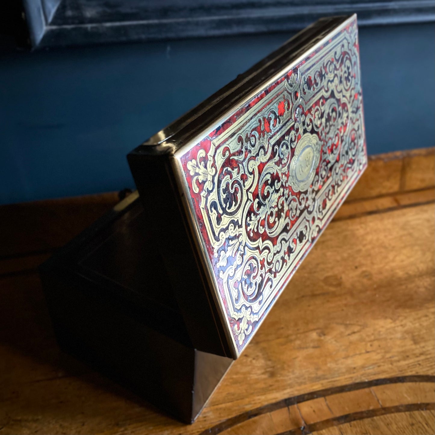 French Ebony Tea Caddy with Boulle and Tortoiseshell C.1860