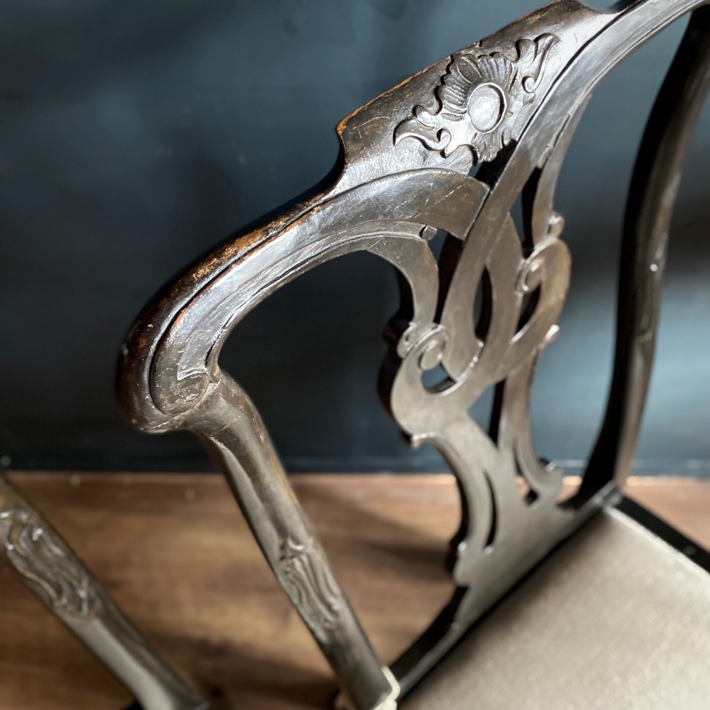 Pair of Dutch Ebonised Chairs C.1740