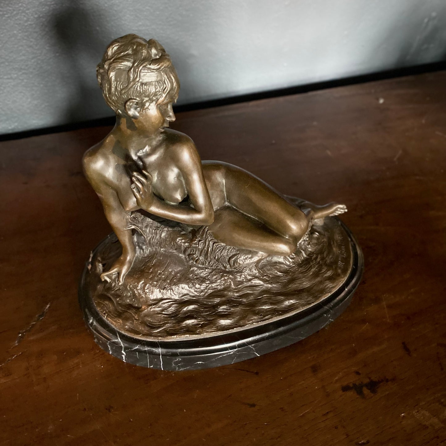 Bronze Statue of a Lady Posing After Leon Bertaux C.1910