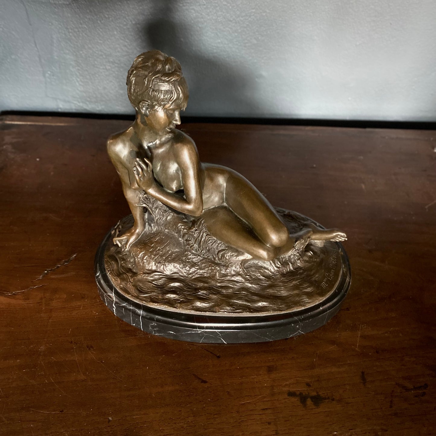 Bronze Statue of a Lady Posing After Leon Bertaux C.1910