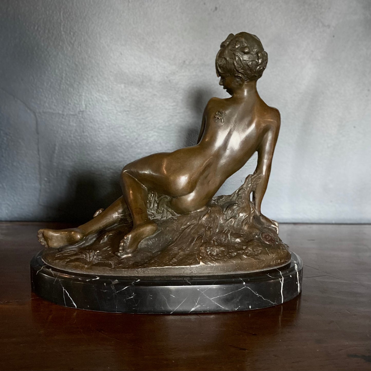Bronze Statue of a Lady Posing After Leon Bertaux C.1910