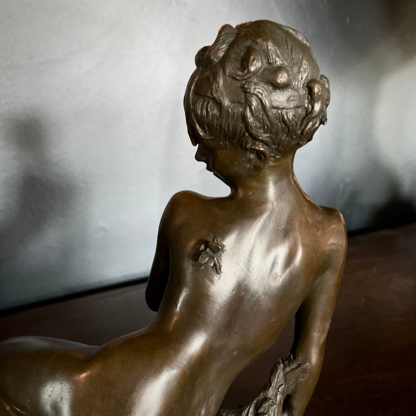 Bronze Statue of a Lady Posing After Leon Bertaux C.1910