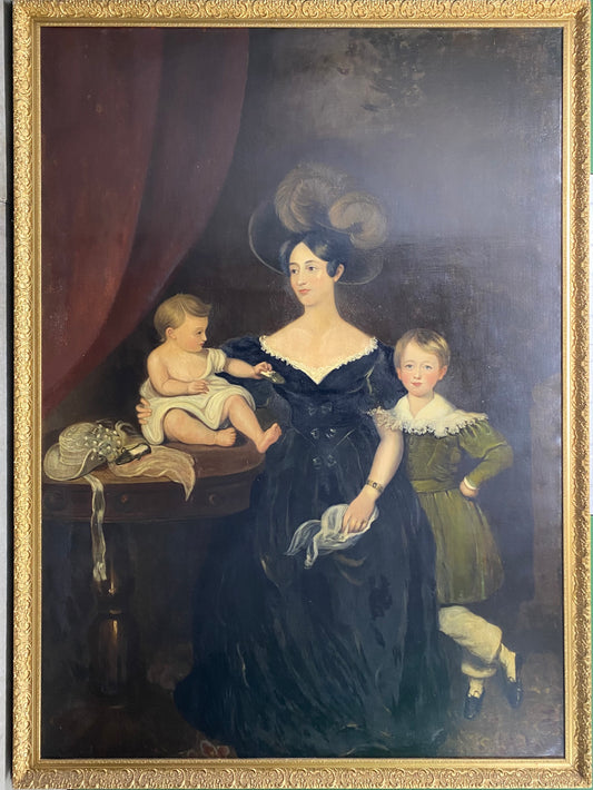 Pair of Oil on Canvas Portraits of the Chandos-Pole Family C.1825-1830