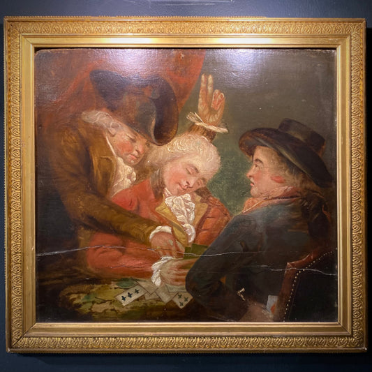 Three Gentlemen Play Cards Oil on Panel C.1720