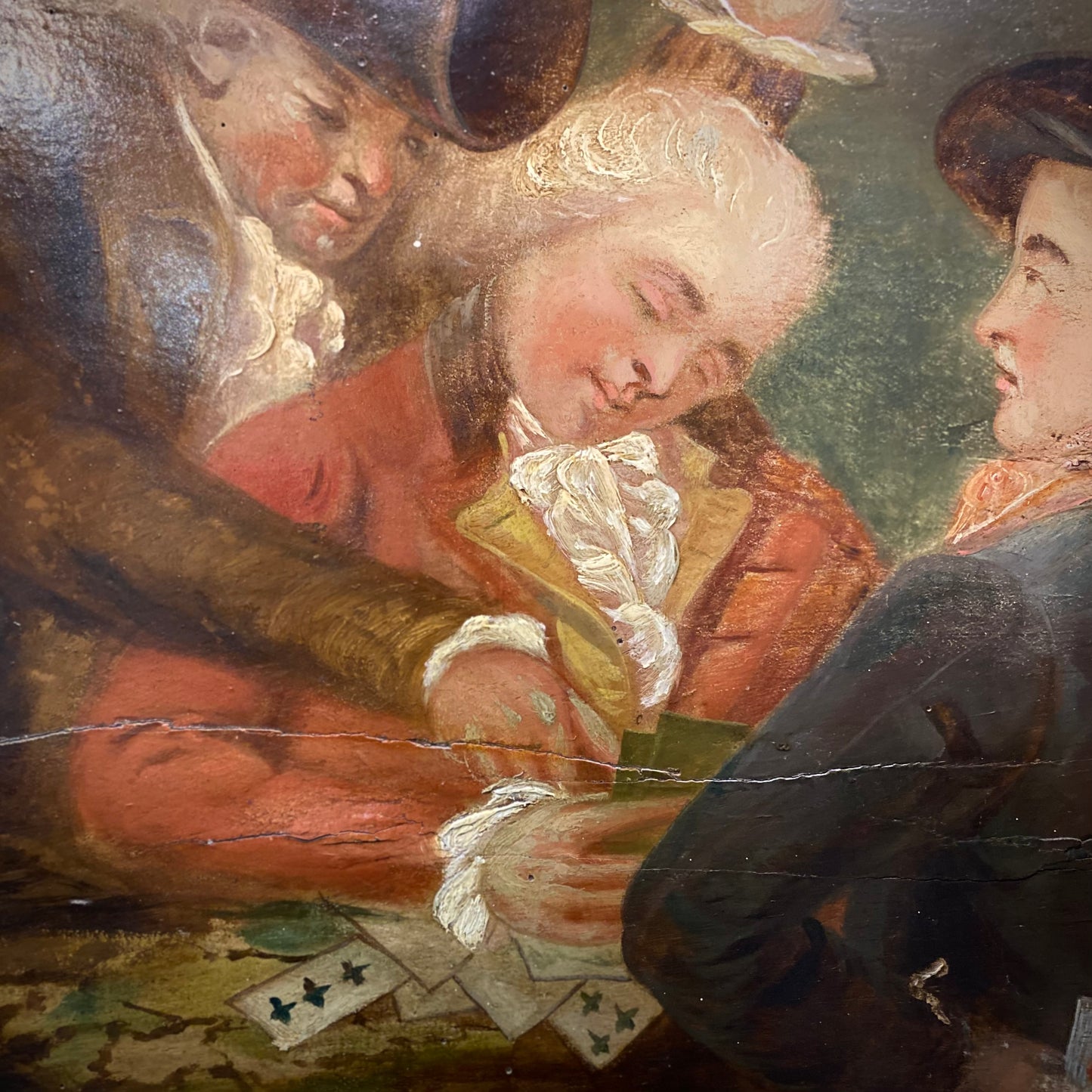 Three Gentlemen Play Cards Oil on Panel C.1720