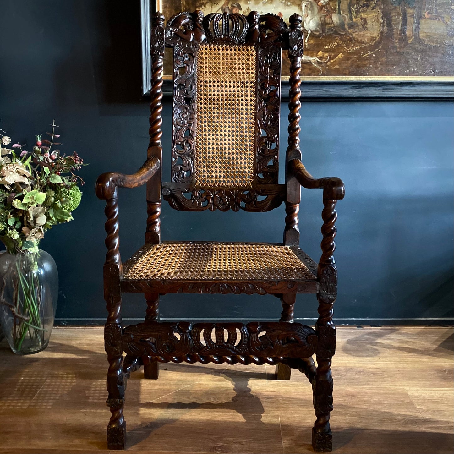 Carolean Oak & Walnut Hallway Chair C.1680